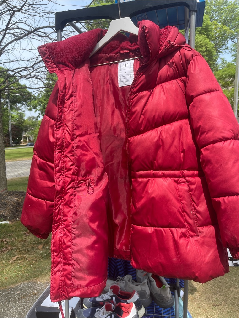 GAP Bright Red Puffer Jacket with Hood